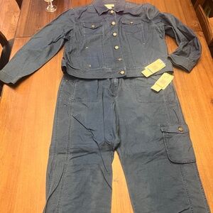 Jones New York Denim Wide Leg Jumpsuit Set